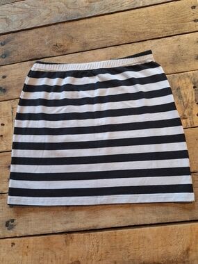 Black and White Striped Knit Mini Skirt